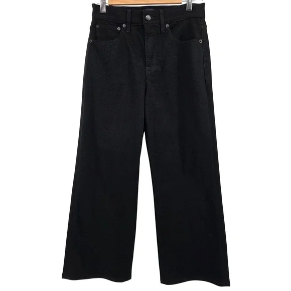 J.Crew Wide-Leg Crop Jeans Womens 26 Black High Rise Stretch Denim Casual - Picture 1 of 8